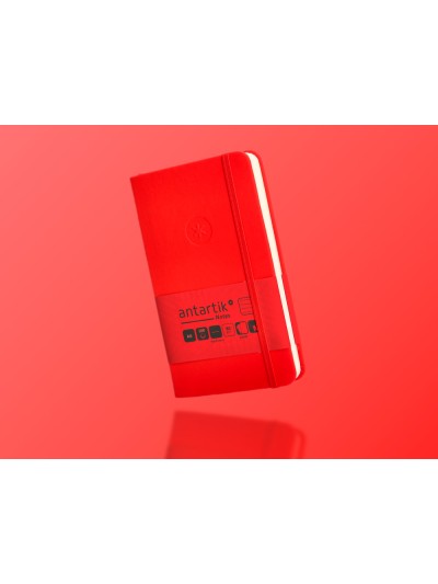 Cuaderno con gomilla antartik notes tapa dura a6 hojas rayas rojo 100 hojas 80 gr fsc
