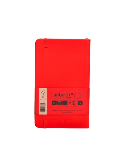 Cuaderno con gomilla antartik notes tapa dura a6 hojas lisas rojo 100 hojas 80 gr fsc