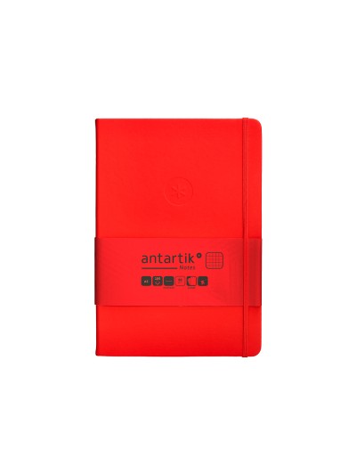 Cuaderno con gomilla antartik notes tapa dura a5 hojas cuadricula rojo 100 hojas 80 gr fsc