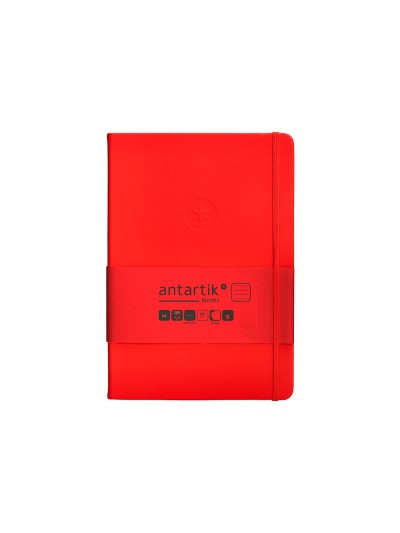 Cuaderno con gomilla antartik notes tapa dura a5 hojas rayas rojo 100 hojas 80 gr fsc