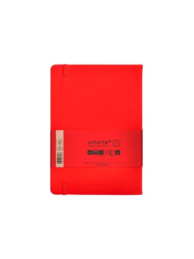 Cuaderno con gomilla antartik notes tapa dura a5 hojas rayas rojo 100 hojas 80 gr fsc