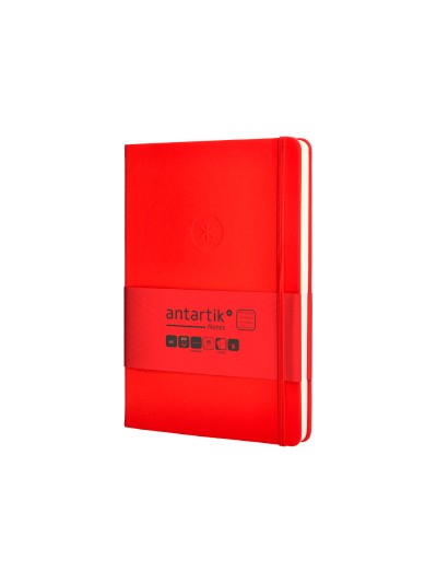 Cuaderno con gomilla antartik notes tapa dura a5 hojas rayas rojo 100 hojas 80 gr fsc