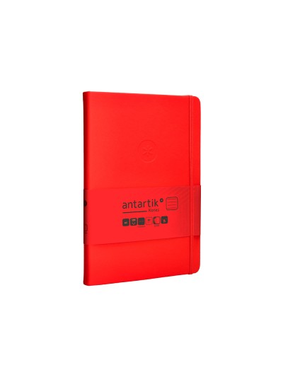 Cuaderno con gomilla antartik notes tapa dura a5 hojas rayas rojo 100 hojas 80 gr fsc