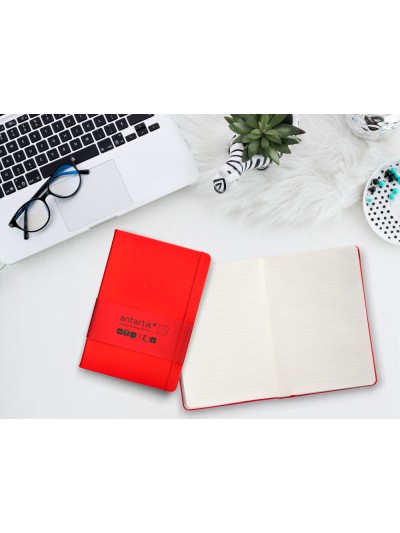 Cuaderno con gomilla antartik notes tapa dura a5 hojas rayas rojo 100 hojas 80 gr fsc