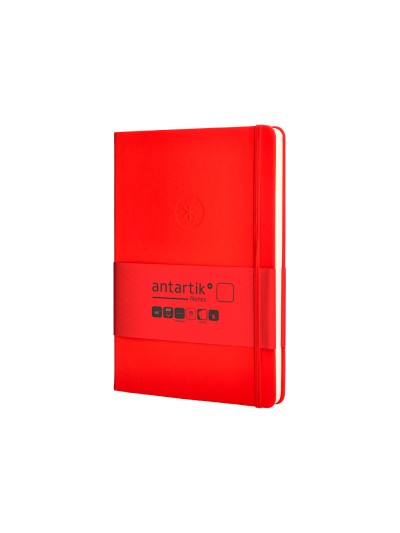 Cuaderno con gomilla antartik notes tapa dura a5 hojas lisas rojo 100 hojas 80 gr fsc
