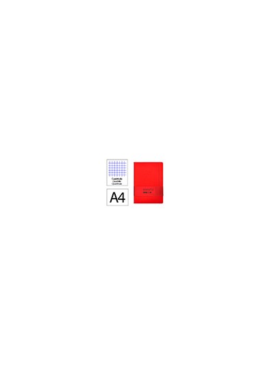 Cuaderno con gomilla antartik notes tapa dura a4 hojas cuadricula rojo 100 hojas 80 gr fsc