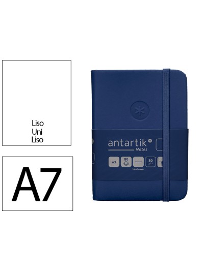 Cuaderno con gomilla antartik notes tapa dura a7 hojas lisas azul marino 80 hojas 80 gr fsc