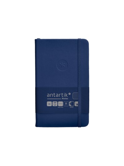 Cuaderno con gomilla antartik notes tapa dura a6 hojas cuadricula azul marino 100 hojas 80 gr fsc