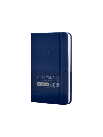 Cuaderno con gomilla antartik notes tapa dura a6 hojas cuadricula azul marino 100 hojas 80 gr fsc