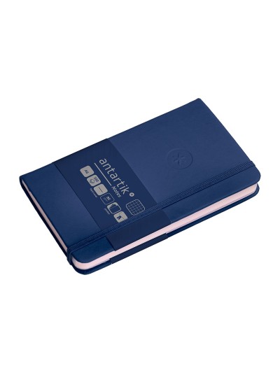 Cuaderno con gomilla antartik notes tapa dura a6 hojas cuadricula azul marino 100 hojas 80 gr fsc