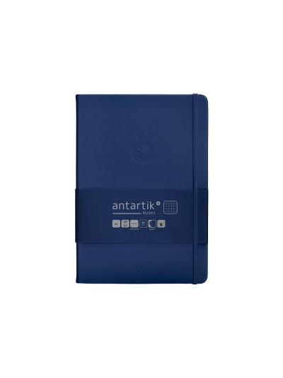 Cuaderno con gomilla antartik notes tapa dura a5 hojas cuadricula azul marino 100 hojas 80 gr fsc