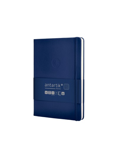 Cuaderno con gomilla antartik notes tapa dura a5 hojas cuadricula azul marino 100 hojas 80 gr fsc