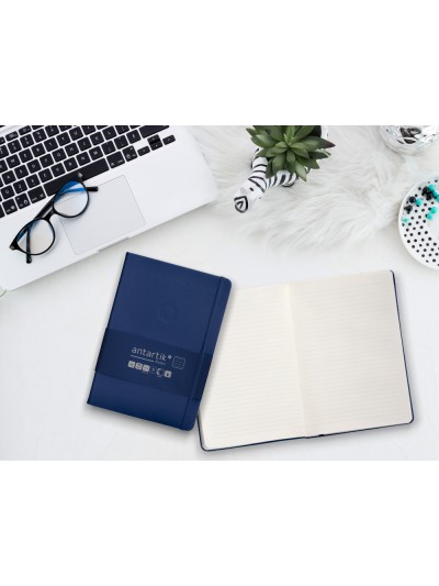 Cuaderno con gomilla antartik notes tapa dura a5 hojas rayas azul marino 100 hojas 80 gr fsc