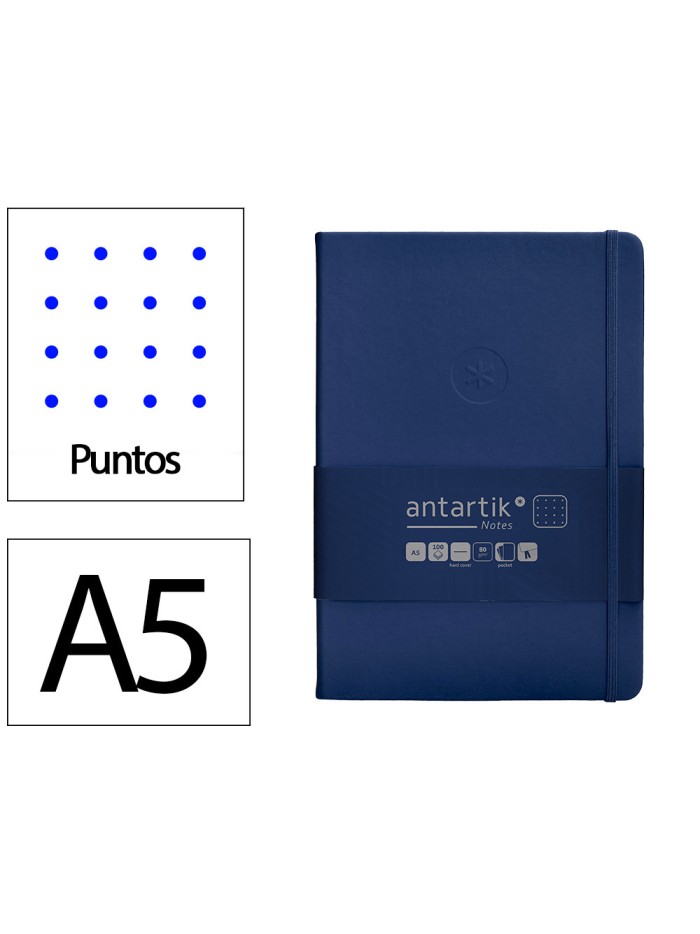 Cuaderno con gomilla antartik notes tapa dura a5 hojas puntos azul marino 100 hojas 80 gr fsc Cuaderno con gomilla antartik notes tapa dura a5 hojas puntos azul marino 100 hojas 80 gr fsc