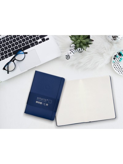 Cuaderno con gomilla antartik notes tapa dura a5 hojas puntos azul marino 100 hojas 80 gr fsc