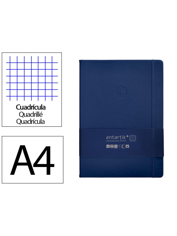 Cuaderno con gomilla antartik notes tapa dura a4 hojas cuadricula azul marino 100 hojas 80 gr fsc Cuaderno con gomilla antartik notes tapa dura a4 hojas cuadricula azul marino 100 hojas 80 gr fsc
