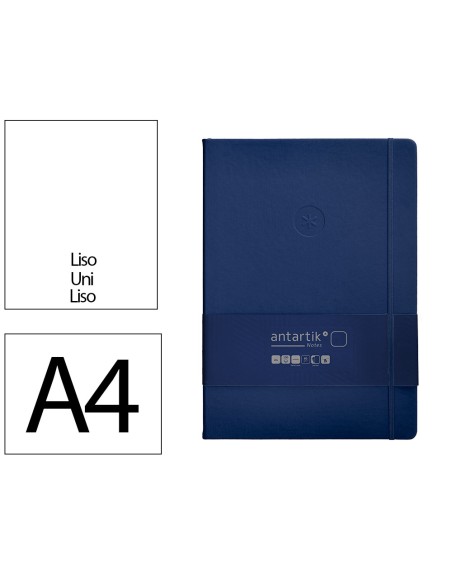 Cuaderno con gomilla antartik notes tapa dura a4 hojas lisas azul marino 100 hojas 80 gr fsc