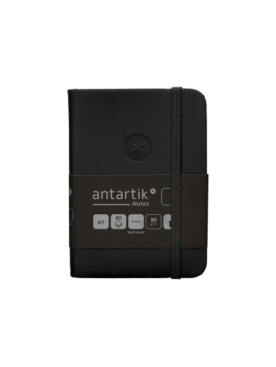 Cuaderno con gomilla antartik notes tapa dura a7 hojas lisas negro 80 hojas 80 gr fsc
