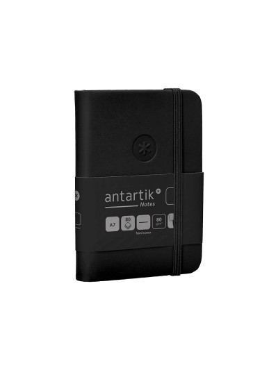 Cuaderno con gomilla antartik notes tapa dura a7 hojas lisas negro 80 hojas 80 gr fsc