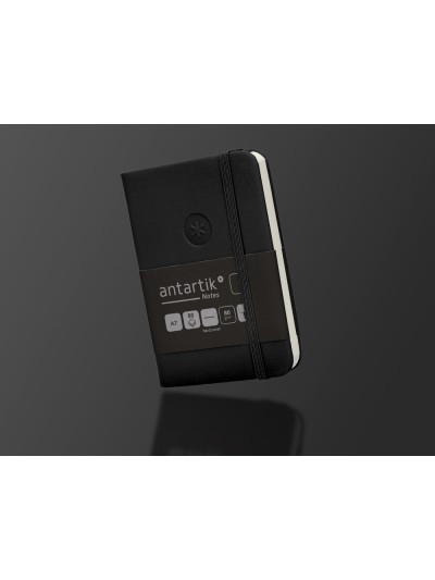 Cuaderno con gomilla antartik notes tapa dura a7 hojas lisas negro 80 hojas 80 gr fsc