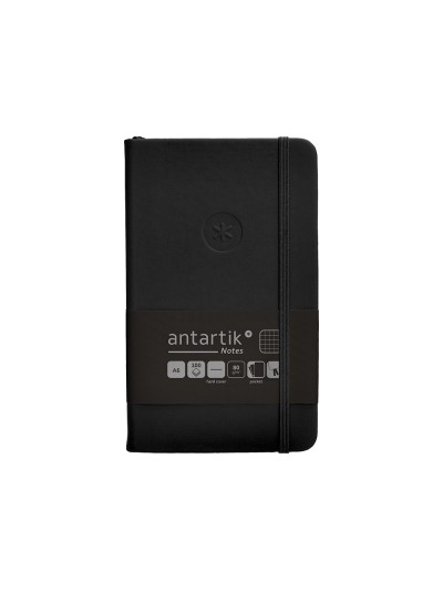 Cuaderno con gomilla antartik notes tapa dura a6 hojas cuadricula negro 100 hojas 80 gr fsc