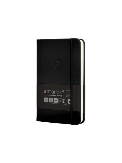 Cuaderno con gomilla antartik notes tapa dura a6 hojas cuadricula negro 100 hojas 80 gr fsc