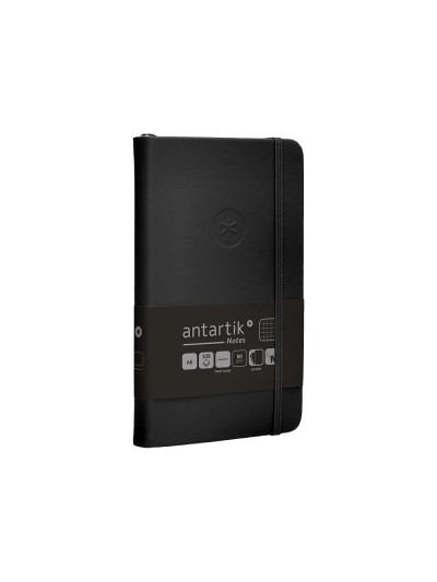 Cuaderno con gomilla antartik notes tapa dura a6 hojas cuadricula negro 100 hojas 80 gr fsc
