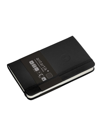 Cuaderno con gomilla antartik notes tapa dura a6 hojas cuadricula negro 100 hojas 80 gr fsc