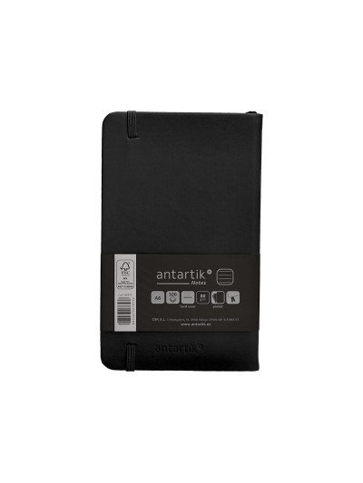 Cuaderno con gomilla antartik notes tapa dura a6 hojas rayas negro 100 hojas 80 gr fsc
