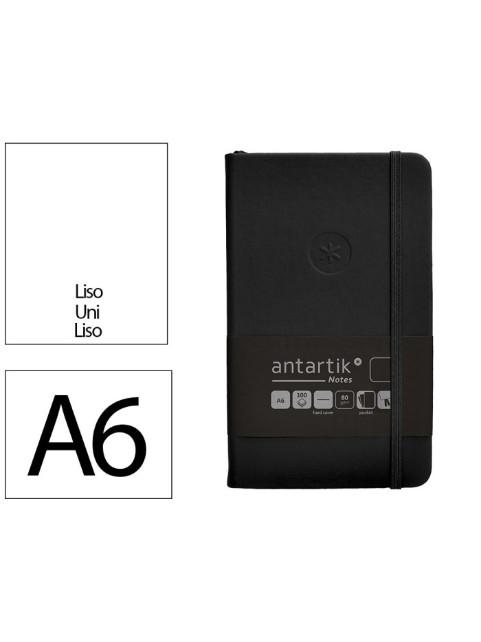 Cuaderno con gomilla antartik notes tapa dura a6 hojas lisas negro 100 hojas 80 gr fsc Cuaderno con gomilla antartik notes tapa dura a6 hojas lisas negro 100 hojas 80 gr fsc