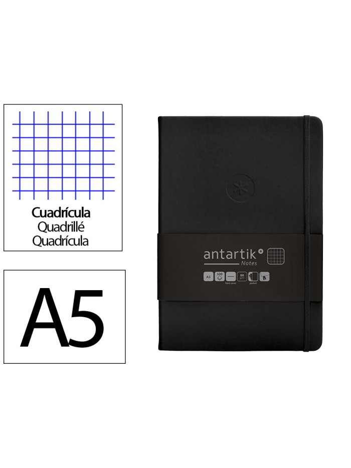 Cuaderno con gomilla antartik notes tapa dura a5 hojas cuadricula negro 100 hojas 80 gr fsc Cuaderno con gomilla antartik notes tapa dura a5 hojas cuadricula negro 100 hojas 80 gr fsc