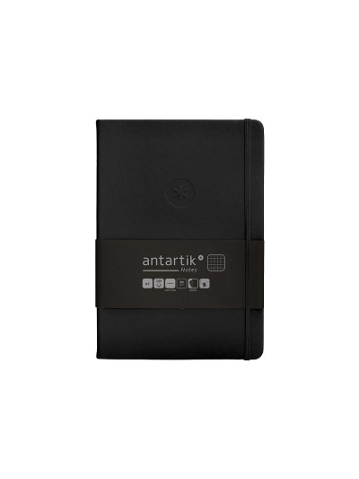 Cuaderno con gomilla antartik notes tapa dura a5 hojas cuadricula negro 100 hojas 80 gr fsc