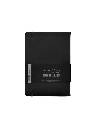 Cuaderno con gomilla antartik notes tapa dura a5 hojas cuadricula negro 100 hojas 80 gr fsc