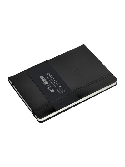 Cuaderno con gomilla antartik notes tapa dura a5 hojas cuadricula negro 100 hojas 80 gr fsc