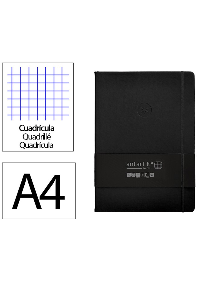 Cuaderno con gomilla antartik notes tapa dura a4 hojas cuadricula negro 100 hojas 80 gr fsc Cuaderno con gomilla antartik notes tapa dura a4 hojas cuadricula negro 100 hojas 80 gr fsc