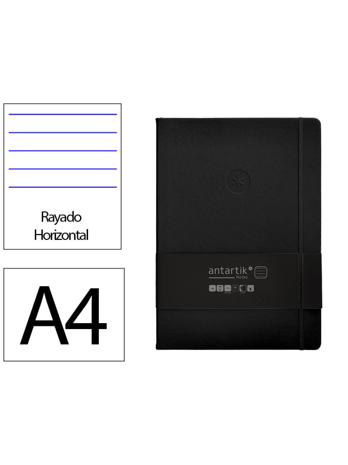 Cuaderno con gomilla antartik notes tapa dura a4 hojas rayas negro 100 hojas 80 gr fsc Cuaderno con gomilla antartik notes tapa dura a4 hojas rayas negro 100 hojas 80 gr fsc