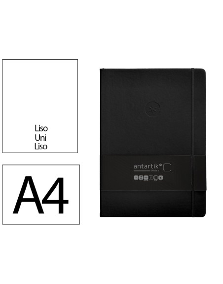 Cuaderno con gomilla antartik notes tapa dura a4 hojas lisas negro 100 hojas 80 gr fsc