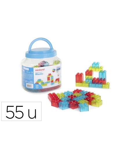 Juego didactico miniland bloques colores translucidos 55 piezas