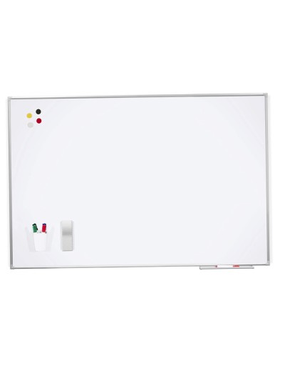 Pizarra blanca rocada lacada magnetica marco aluminio con cantoneras 100x200 cm