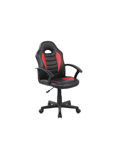 Silla rocada gaming con brazos fijos base nylon con ruedas similpiel negro/rojo 435x430x880-995 mm