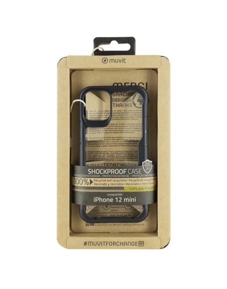 Funda muvit shockproof 2m para apple iphone 12 mini transparente - negra