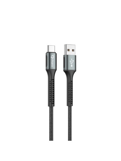 Cable qcharx prague usb a tipo c 3a - 1 m - aleación de aluminio negro cordón de tela suave