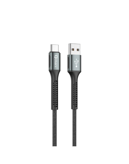Cable qcharx prague usb a tipo c 3a - 1 m - aleación de aluminio negro cordón de tela suave