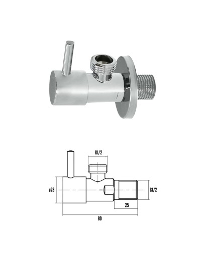 Llave De Escuadra Cerámica 1/2" - 1/2"