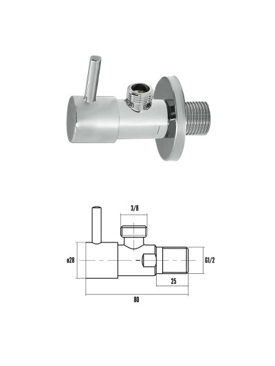 Llave De Escuadra Cerámica 1/2" - 3/8"