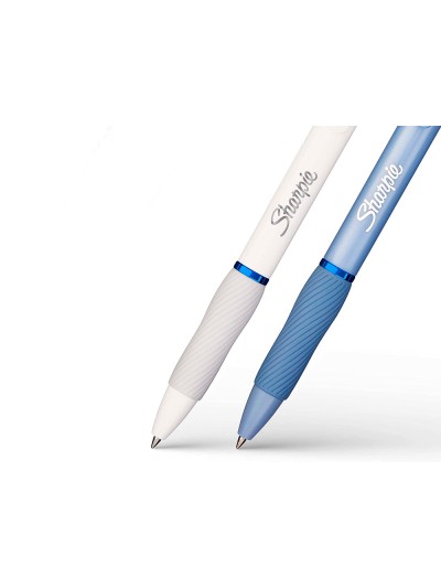 Boligrafo sharpie fashion retractil tinta gel azul 0,7 mm color azul hielo y blanco