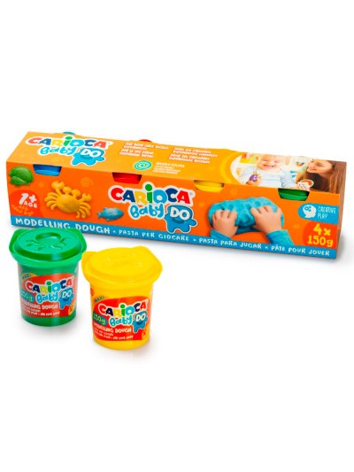 Pasta de modelar carioca baby do 150 ml caja de 4 unidades colores surtidos