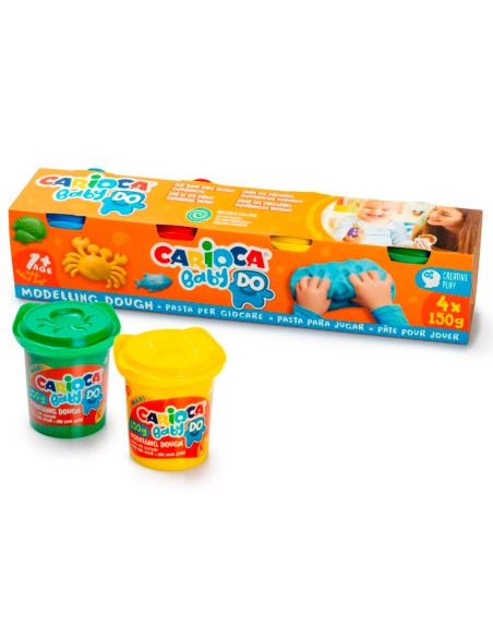 Pasta de modelar carioca baby do 150 ml caja de 4 unidades colores surtidos