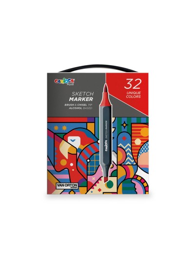 Rotulador carioca plus sketch marker doble punta pincel y biselada caja premium 32 unidades colores surtidos