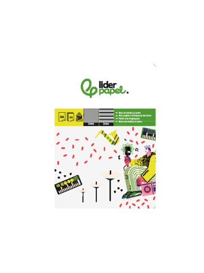 Bloc musica y canto liderpapel pentagrama interlineado 2 mm cuadricula 5mm din a4 24 hojas 100g/m2